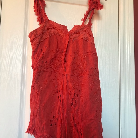Free people romper jumper eyelet one piece xs 0 2 orange - Picture 2 of 2